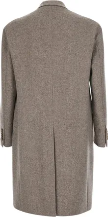 Tagliatore Mens Double-Breasted Coat London Beige Wool-Cashmere Wool And Cashmere