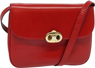 Celine Vintage Triomphe Shoulder Leather Red Leather Handbag (Pre-Owned)