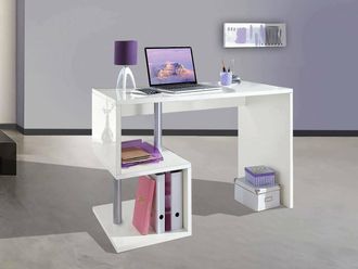 Dmora Dmora Esse Escritorio Moderno Para Oficina Y Estudio Con Estante, Made In Italy, Mesa De Ordenador, Escritorio Para Pc, Cm 100x50h78, Color Blanco Bri