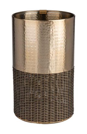 Happimess Asher Modern 2-Tone Faux Wicker/Metal Cylinder Waste Basket in Bronze/coffee at Nordstrom
