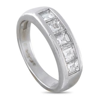 Luxury Bazaar Platinum 1.0ct Diamond Square-Cut Band Ring MF14-063026