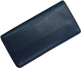 Louis Vuitton Navy Taiga Leather Long Wallet (Bi-Fold) (Pre-Owned)