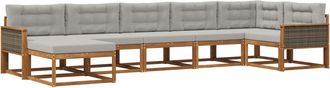 vidaXL Conjunto De Sof&aacute;s De Exterior 7 Uds. Natural Y Gris Claro Vidaxl