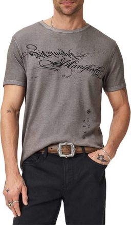 John Varvatos Cotton Blend Rib Graphic T-Shirt in Coal at Nordstrom, Size Xx-Large