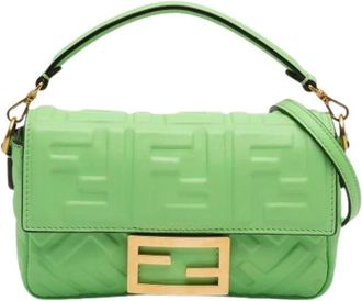 Fendi Pre-owned Baguette Satchel - Dames - Vintage Schoudertas - Groen - ONE Size - Leer - Vintage