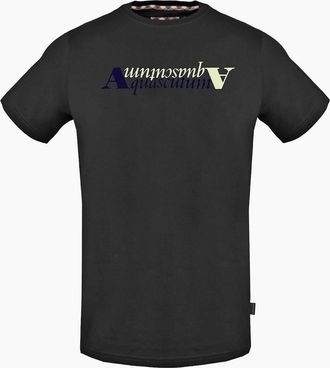 Aquascutum Mens Aquascutum Reflection Logo Black T-Shirt - Size: 36