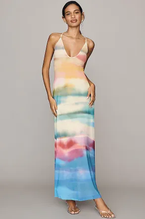 AFRM Romy Scoop-Neck Mesh Midi Dress