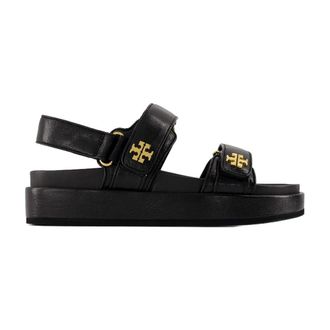 Tory Burch Schoenen, Dames, Zwart, 38 EU, Zwarte Leren Sportsandalen