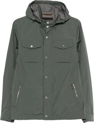 Moorer Muted Green Jacket With Adjustable Hood And Functional Pockets