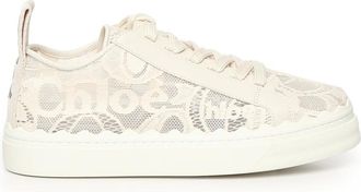 Chlo&eacute; Schoenen, Dames, Wit, 36 EU, Leer, Witte Kant Sneakers met Logo Detail
