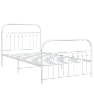 Berkfield Home Metal Bed Frame without Mattress with Footboard White 100x200cm | Size: 100x200 cm