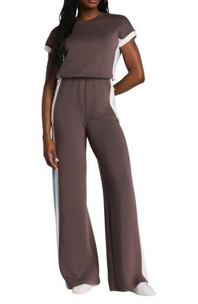 Spanx AirEssentials Colorblock Jumpsuit in Dark Cacao Stripe at Nordstrom, Size X-Large