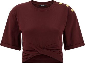 Balmain Knotted Crop T-Shirt