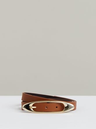 Reiss Tan Leather Oval-buckle Belt, S
