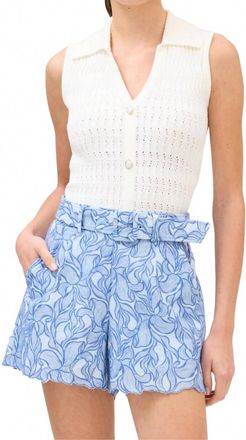 Allison New York Ainsley Embroidered Shorts In Blue Steel