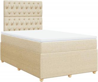 vidaXL Cama Box Spring Con Colch&oacute;n Tela Color Crema 120x200 Cm Vidaxl