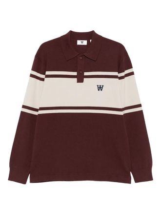 Wood Wood WWCurt striped long-sleeve polo shirt - Brown