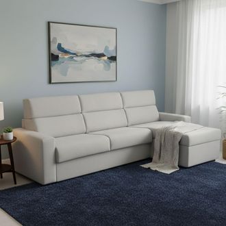 Dmora Sof&aacute; Cama Con Chaise Longue Pusiano, Desenfundable, Almacenaje Made In Italy, Hidr&oacute;fugo, Multiuso, 280x160 Cm