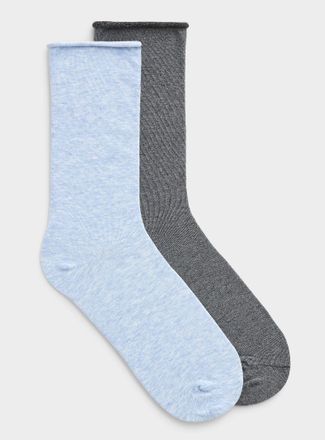 Simons Womens Solid/checks socks 2-pack