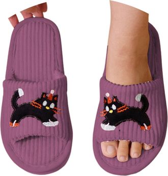 Generic Womens Cozy Indoor Cat Design Slippers Breathable Home Comfort Flat Shoes for Relaxation Women Size 6 Lady Arch Support Shoe Womens Ladies 5 UK