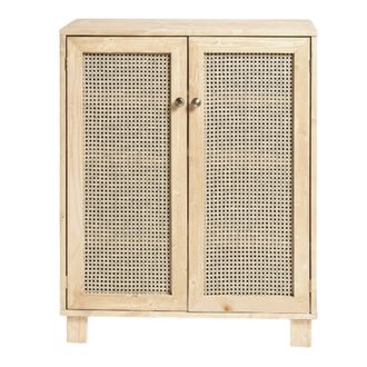 Hannun Mueble zapatero con puertas de mimbre beige de 120 cm