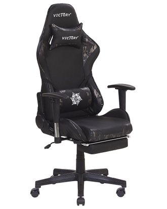 Beliani Sedia Gaming Braccioli Regolabili Ecopelle Nera E Militare E Poggiapiedi Victory