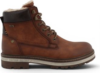 Mustang Mens Cognac Brown Faux Leather Winter Lace-Up Ankle Boots - M0091001