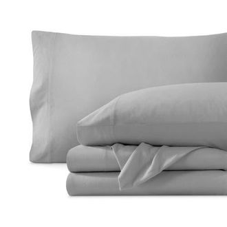 Bare Home Organic Cotton Jersey Sheet Set in Light Grey at Nordstrom, Size Twin X-Long
