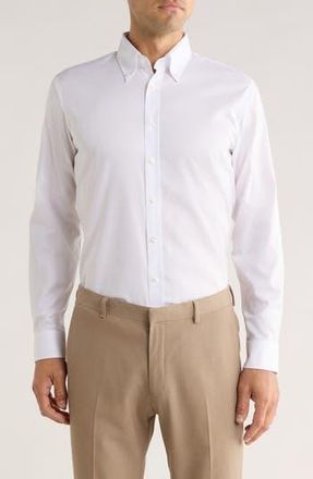 Nordstrom Trim Fit Solid Cotton Button-Down Dress Shirt in White at Nordstrom Rack, Size 16.5 - 34/35