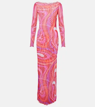 Pucci Marmo sheer tulle maxi dress