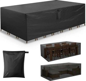 OEM Funda Protectora Impermeable Para Conjunto De Jard&iacute;n Con Cord&oacute;n Ajustable Y Buen Drenaje, 242 X 160 X 100 Cm, Funda Negra Para Muebles De Jard&iacute;n