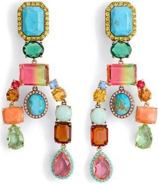 Kurt Geiger Mixed Chandelier Drop Earrings in Crystal Multi at Nordstrom Rack