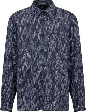 Ted Baker Herenoverhemd met lange mouwen, abstracte print, gemaakt van gerecycled materiaal (Marine)