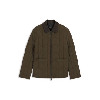 BOSS Nubuck-trim jacket with water-repellent finish