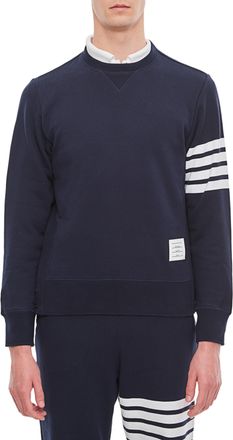 Thom Browne Classic Loopback Crewneck Sweatshirt With Signature Stripes