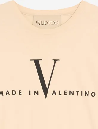 Valentino Mens Cotton T-Shirt With Logo Cream T-Shirts And Polos