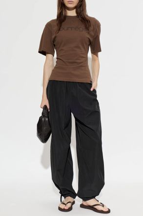 Courr&egrave;ges T-shirt With Printed Logo, Womens, Brown