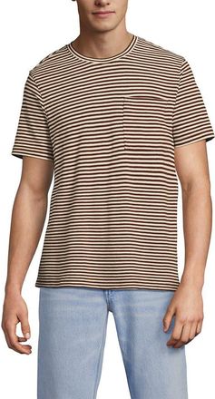 Lands End Short Sleeve Cotton Linen Tee in Deep Bronze Stripe at Nordstrom, Size Xx-Large