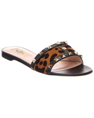 Valentino Rockstud Haircalf & Leather Sandal