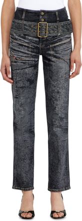 Diesel Slim Jeans High Waist D-Gorina, Black/Dark grey, Button fly