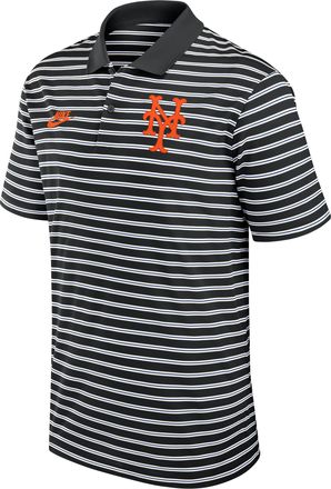 Nike New York Mets Cooperstown Striped Victory Nike Mens Dri-FIT MLB Polo in Black | 02LX0I0QM98-JNX