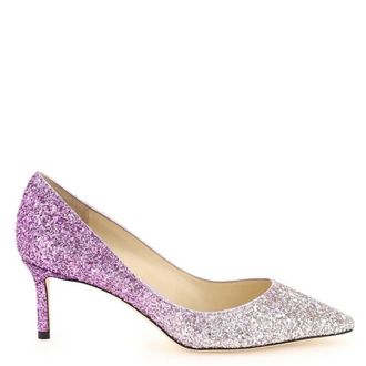 Jimmy Choo London Romy 60 Glitter Pointy Toe Pumps, Brand Size 34 ( US Size 4 )