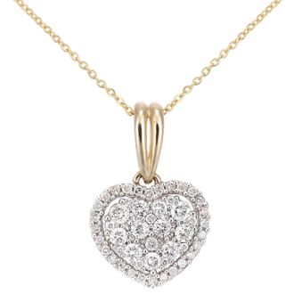 Diamant L'éternel 9ct geelgouden diamanten clusterhart-hangerketting met een lengte van 46 cm