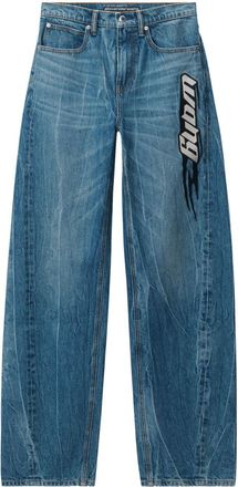 Alexander Wang logo-patch ballloon jeans - women - Cotton - 23 - Blue