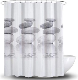OEM Rideau De Douche - 180 X 180 Cm - Imperm&eacute;able Anti-moisissure - Gris Galet - 1 Pi&egrave;ce