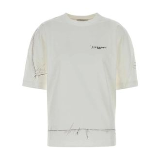 Givenchy Embroidered Logo Cotton T-Shirt - female - Givenchy - T-Shirts - White - XS - Tops