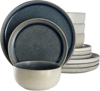 Gibson Home Earnestville 12 Piece Stoneware Dinnerware Set in Blue at Nordstrom
