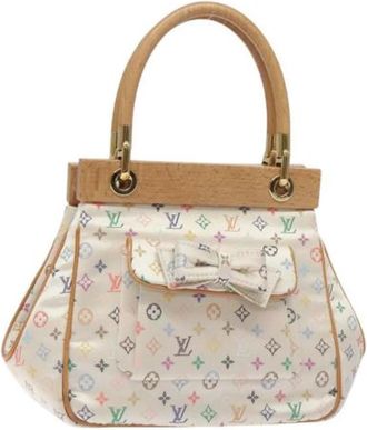 Louis Vuitton Tweedehands Canvas handtassen - Dames - Vintage Handtas - Wit - ONE Size - Satijn - Vintage