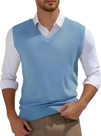 Generic Sweater Vests for Men UK Slim-fit V-Neck Knitted Jumpers Sleeveless Solid Color Pullover Jumper Mens Soft and Warm Vest Top Plain Classic Versatile Sw