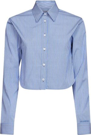 Balenciaga Gestreepte Cropped Blouse - Dames - Overhemden - Blauw - 2XS - Katoen - Overhemden